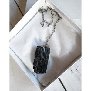 Crystal Pendulum Raw Black Tourmaline Handmade Rough Texture Chakras Root Reiki